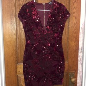 Velvet and sequin red dress
